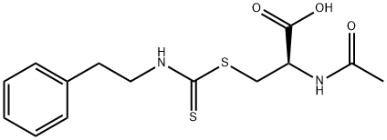 N-アセチル-S-[N-(2-フェニルエチル)チオカルバモイル]-L-システイン 化学構造式