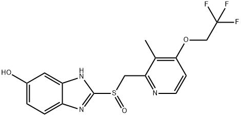 2-[[[3-メチル-4-(2,2,2-トリフルオロエトキシ)-2-ピリジニル]メチル]スルフィニル]-1H-ベンゾイミダゾール-5-オール 化学構造式