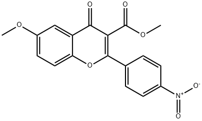 6-Methoxy-3-(methoxycarbonyl)-2-(4-nitrophenyl)-4H-benzopyran-4-one 结构式