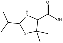 5,5-ジメチル-2-(1-メチルエチル)-4-チアゾリジンカルボン酸 化学構造式