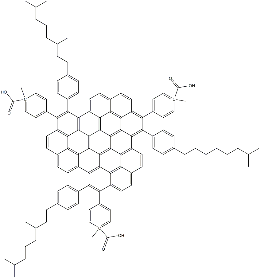 4,4',4''-[2,8,14-Tris[4-(3,7-dimethyloctyl)phenyl]diphenanthro[3,4,5,6-efghi:3',4',5',6'-uvabc]ovalene-1,7,13-triyl]tris-benzoic Acid 1,1',1''-Trimethyl Ester  Struktur