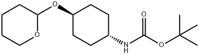 trans-[2-(4-tert-Butyloxycarbonylamino)cyclohexyloxy]tetrahydro-2H-pyran 结构式