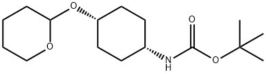 CIS-[2-(4-TERT-ブチルオキシカルボニルアミノ)シクロヘキシルオキシ]テトラヒドロ-2H-ピラン 化学構造式