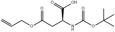 N-(tert-ブトキシカルボニル)-L-アスパラギン酸4-アリル 化学構造式