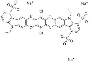 Trinatrium-8,18-dichlor-5,15-diethyl-5,15-dihydrodiindolo[3,2-b:3',2'-m]triphenodioxazintrisulfonat