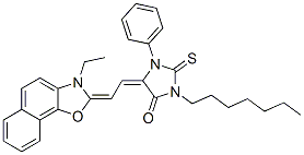 5-[(3-ethylnaphth[2,1-d]oxazol-2(3H)-ylidene)ethylidene]-3-heptyl-1-phenyl-2-thioxoimidazolidin-4-one Structure