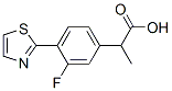 2-[4-(チアゾール-2-イル)-3-フルオロフェニル]プロピオン酸 化学構造式