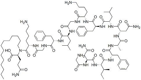 myristyl-glycyl-asparginyl-isoleucyl-phenylalanyl-alanyl-asparaginyl-leucyl-phenylalanyl-lysyl-glycyl-leucyl-phenylalanyl-glycyl-lysyl-glutamine Structure