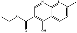 4-ヒドロキシ-7-メチル-1,8-ナフチリジン-3-カルボン酸エチル 化学構造式
