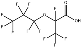 2,3,3,3-テトラフルオロ-2-(ヘプタフルオロプロポキシ)プロピオン酸 化学構造式