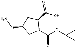 (2S,4S)-4-(aMinoMethyl)-1-(tert-butoxycarbonyl)pyrrolidine-2-carboxylic acid Structure