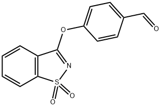 4-[(1,1-ジオキシド-1,2-ベンズイソチアゾール-3-イル)オキシ]ベンズアルデヒド 化学構造式