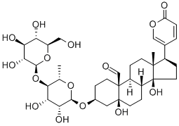 3β-[[4-O-(β-D-グルコピラノシル)-6-デオキシ-α-L-マンノピラノシル]オキシ]-5β,14-ジヒドロキシ-19-オキソ-5β-ブファ-20,22-ジエノリド 化学構造式