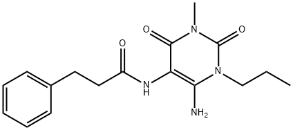 Benzenepropanamide,  N-(6-amino-1,2,3,4-tetrahydro-3-methyl-2,4-dioxo-1-propyl-5-pyrimidinyl)- 结构式