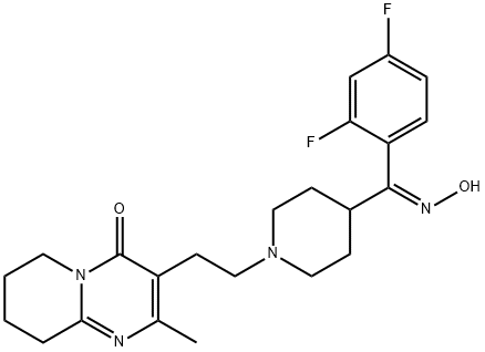 3-[2-[4-[(Z)-(2,4-Difluorophenyl)(hydroxyiMino)Methyl]-1-piperidinyl]ethyl]-6,7,8,9-tetrahydro-2-Methyl-4H-pyrido[1,2-a]pyriMidin-4-one 化学構造式