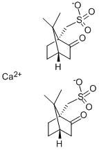 ビス[(1S,4α)-7,7-ジメチル-2-オキソ-ビシクロ[2.2.1]ヘプタン-1β-メタンスルホン酸]カルシウム 化学構造式