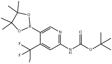 tert-butyl 5-(4,4,5,5-tetramethyl-1,3,2-dioxaborolan-2-yl)
-4-(trifluoromethyl)pyridin-2-ylcarbamate Struktur