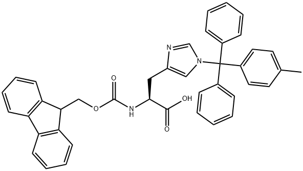 1-(4-メチルトリチル)-Nα-(9H-フルオレン-9-イルメトキシカルボニル)-L-ヒスチジン 化学構造式