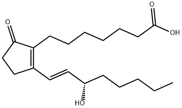 (13E,15R)-15-ヒドロキシ-9-オキソプロスタ-8(12),13-ジエン-1-酸 化学構造式