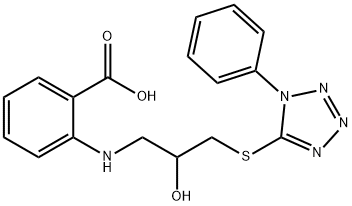 2-[[2-hydroxy-3-(1-phenyltetrazol-5-yl)sulfanyl-propyl]amino]benzoic a cid Structure