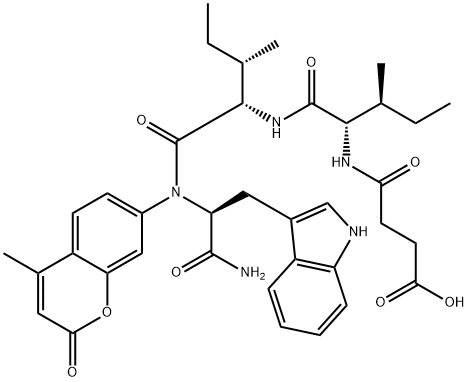 N-SUCCINYL-ILE-ILE-TRP 7-AMIDO-4-METHYLCOUMARIN Struktur