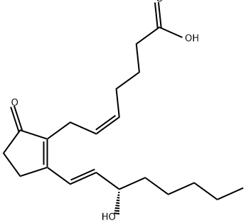 (5Z,13E,15S)-15-ヒドロキシ-9-オキソプロスタ-5,8(12),13-トリエン-1-酸 化学構造式