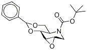 2,3-アンヒドロ-4,6-O-ベンジリデン-N-(TERT-ブチルトキシカルボニル)-1,5-デオキシ-1,5-イミノ-D-グルシトール 化学構造式