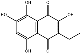 2,5,7,8-テトラヒドロキシ-3-エチル-1,4-ナフトキノン 化学構造式