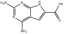 2,4-ジアミノ-7H-ピロロ[2,3-D]ピリミジン-6-カルボン酸 化学構造式