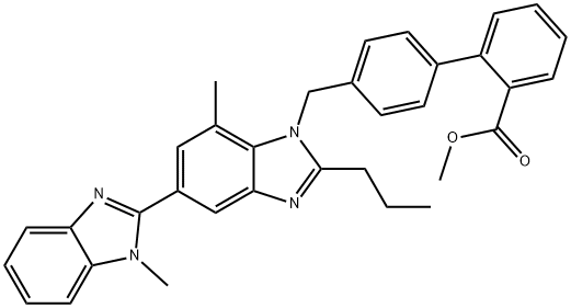 4'-[(1,7'-ジメチル-2'-プロピル[2,5'-ビ-1H-ベンズイミダゾール]-1'-イル)メチル][1,1'-ビフェニル]-2-カルボン酸メチルエステル 化学構造式