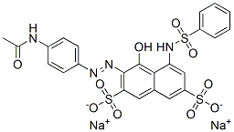 3-[[4-(アセチルアミノ)フェニル]アゾ]-4-ヒドロキシ-5-[(フェニルスルホニル)アミノ]-2,7-ナフタレンジスルホン酸ジナトリウム 化学構造式