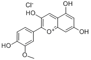 3,5,7-トリヒドロキシ-2-(4-ヒドロキシ-3-メトキシフェニル)-1-ベンゾピリリウム·クロリド 化学構造式