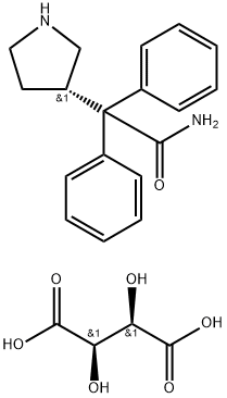 3-(S)-(+)-(1-Carbamoyl-1,1-diphenylmethyl)pyrroloidine-L-(+)-tartarate Struktur