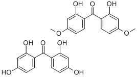 2,2'4,4'-TETRAHYDROXYBENZOPHENONE AND 2,2'-DIHYDROXY-4,4'-DIMETHOXYBENZOPHENONE 化学構造式