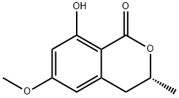 (R)-6-メトキシ-8-ヒドロキシ-3-メチル-3,4-ジヒドロイソクマリン 化学構造式