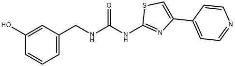 1-(3-羟基苄基)-3-(4-(吡啶-4-基)噻唑-2-基)脲, 1342278-01-6, 结构式