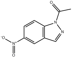 1-アセチル-5-ニトロ-1H-インダゾール 化学構造式