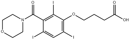 4-[2,4,6-トリヨード-3-(モルホリノカルボニル)フェノキシ]酪酸 化学構造式