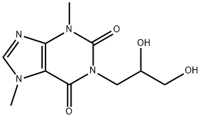 1-(2,3-ジヒドロキシプロピル)-3,7-ジヒドロ-3,7-ジメチル-1H-プリン-2,6-ジオン 化学構造式