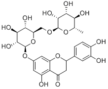 (S)-7-[[6-O-(6-デオキシ-α-L-マンノピラノシル)-β-D-グルコピラノシル]オキシ]-2α-(3,4-ジヒドロキシフェニル)-2,3-ジヒドロ-5-ヒドロキシ-4H-1-ベンゾピラン-4-オン 化学構造式