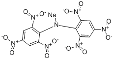 ジピクリルアミン ナトリウム (10% 水含む) 化学構造式