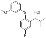 Benzenemethanamine, 5-fluoro-2-((3-methoxyphenyl)thio)-N,N-dimethyl-,  hydrochloride|