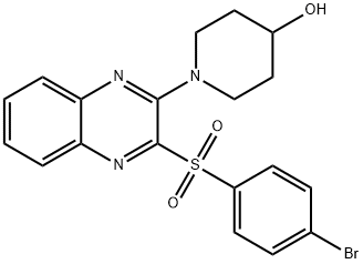 1-[3-[(4-ブロモフェニル)スルホニル]-2-キノキサリニル]-4-ピペリジノール 化学構造式