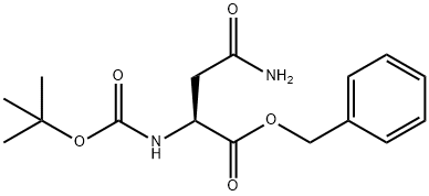 N2-(tert-ブチルオキシカルボニル)-L-アスパラギンベンジル 化学構造式