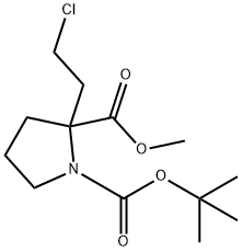 1-tert-butyl 2-Methyl 2-(2-chloroethyl)pyrrolidine-1,2-dicarboxylate Struktur
