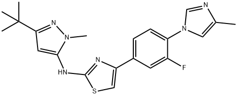 N-(3-tert-butyl-1-Methyl-1H-pyrazol-5-yl)-4-(3-fluoro-4-(4-Methyl-1H-iMidazol-1-yl)phenyl)thiazol-2-aMine Structure