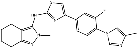 4-(3-fluoro-4-(4-Methyl-1H-iMidazol-1-yl)phenyl)-N-(2-Methyl-4,5,6,7-tetrahydro-2H-indazol-3-yl)thiazol-2-aMine Structure