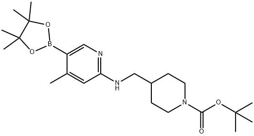 tert-butyl 4-((4-Methyl-5-(4,4,5,5-tetraMethyl-1,3,2-dioxaborolan-2-yl)pyridin-2-ylaMino)Methyl)piperidine-1-carboxylate Struktur