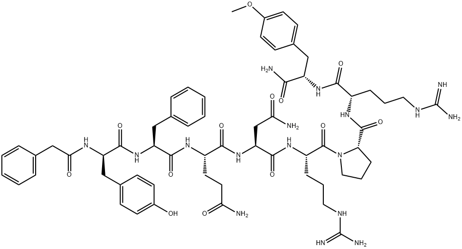 phenylacetyl-O-methyltyrosyl-phenylalanyl-glutaminyl-asparaginyl-prolyl-arginyl-tyrosinamide Structure