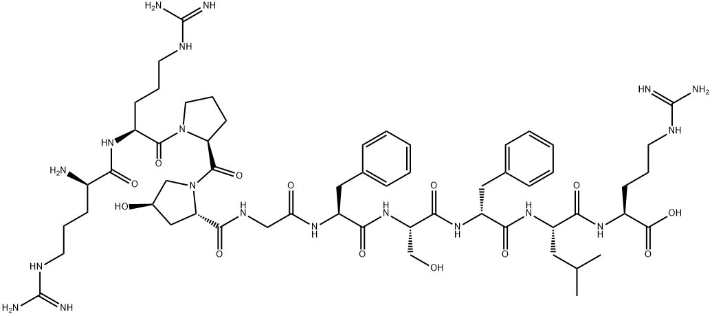 D-Arg-L-Arg-L-Pro-4-ヒドロキシ-L-Pro-Gly-L-Phe-L-Ser-D-Phe-L-Leu-L-Arg-OH 化学構造式